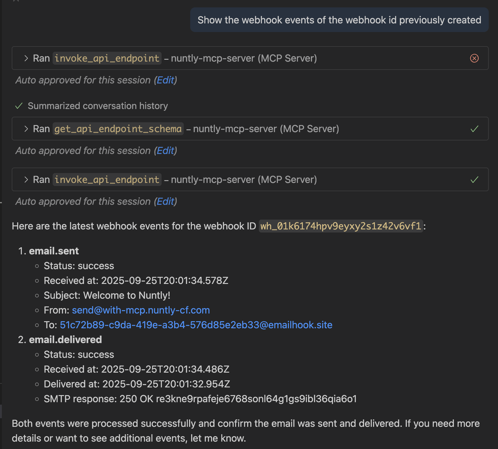 Check Webhook Events Deliveries