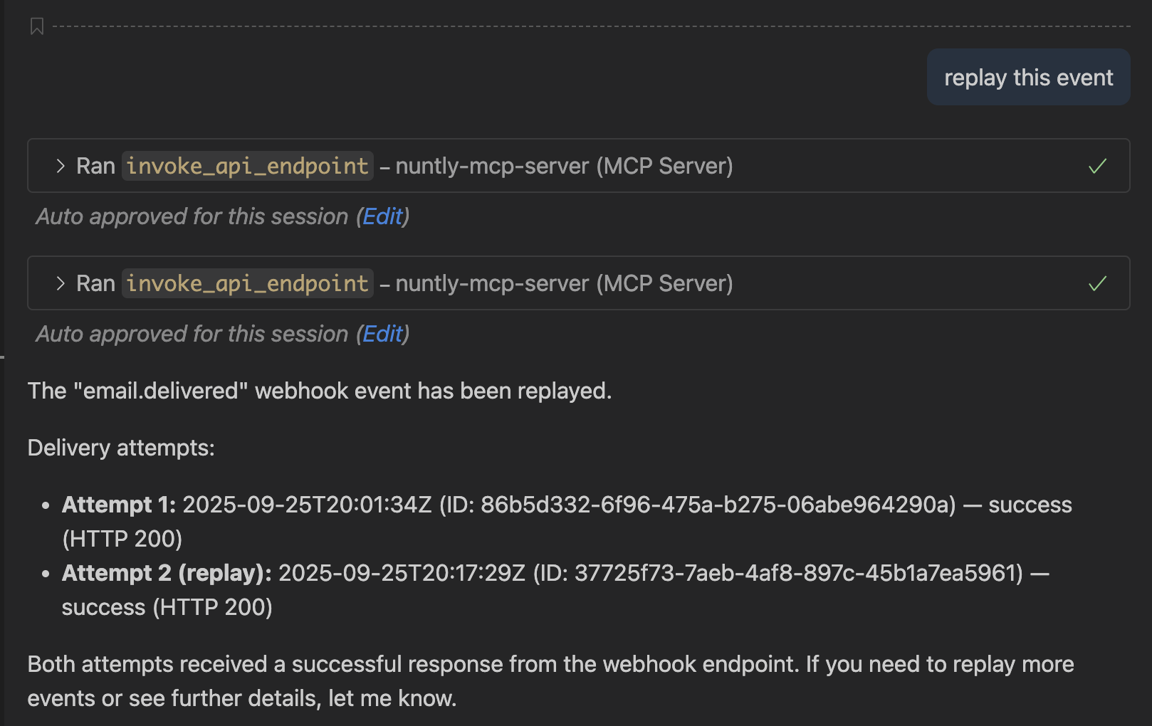 Replay Delivery Event