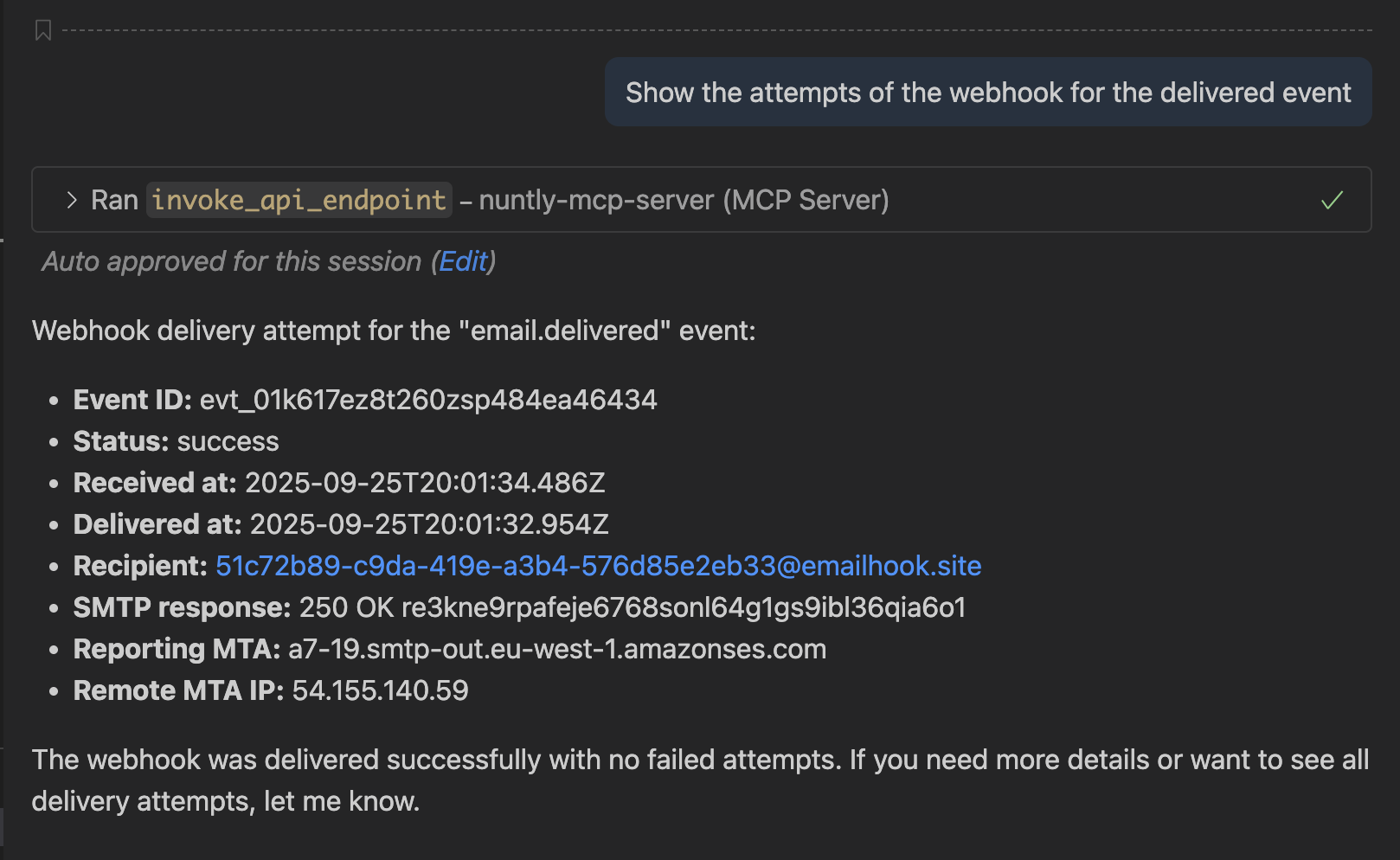 Verify Delivery Event Attempts